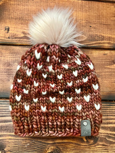 Heart Spring Beanie (Glazed Carrot and Ivory)