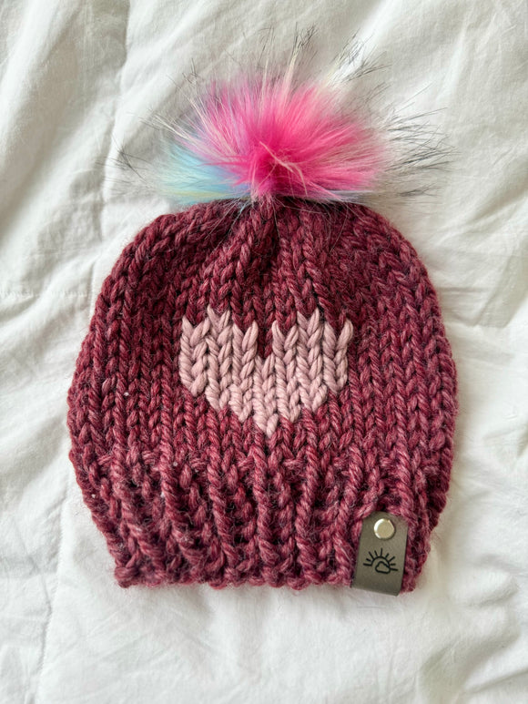 Valentine’s Heart Hat Toddler Size (Dark Cherry)