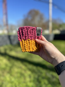 Scrappy Coffee Cozy (Raspberry and Mustard)