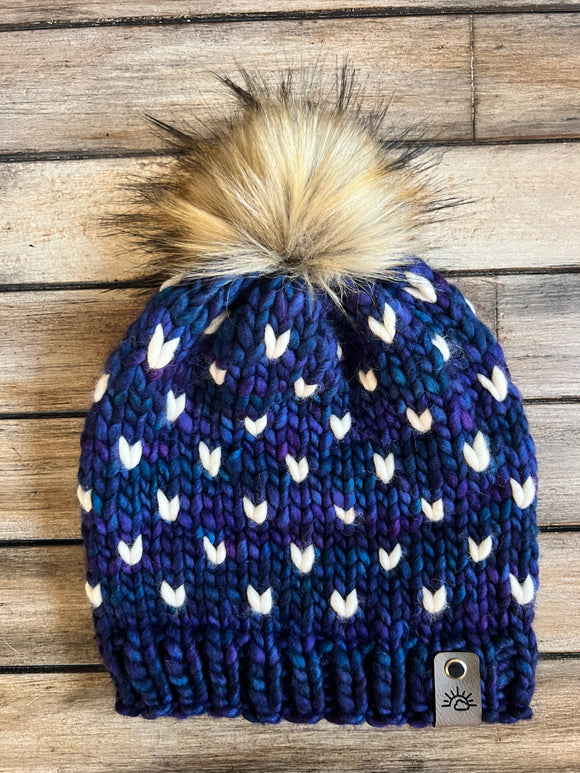 Heart Spring Beanie (Whales Road and Ivory)
