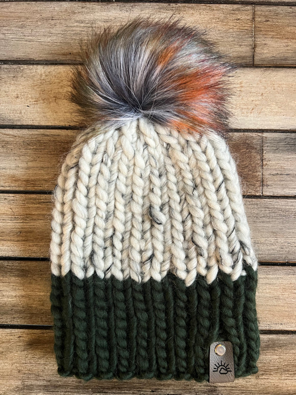 Nokhu Beanie (Heritage Green and Salt and Pepper)
