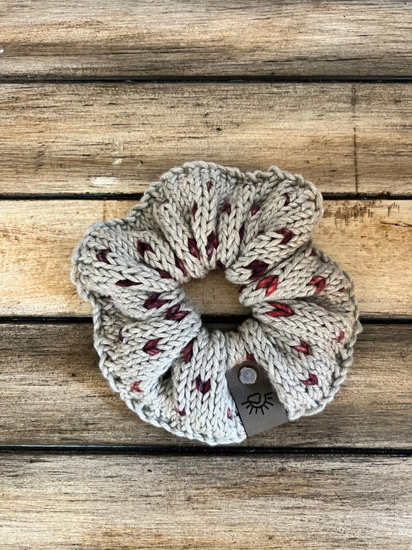 Knit Scrunchie (Jog Gray with Cumparsita Hearts)