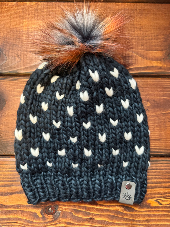 Heart Spring Beanie (Nocturnal and Ivory)