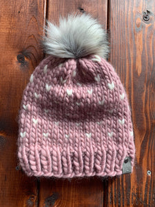 Heart Spring Beanie (Mellow Mauve and Ivory White)