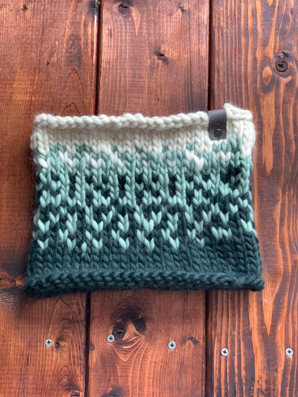The Sunrise Cowl (Forest Green, Eucalyptus Green and Ivory White)